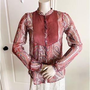 NWOT  Zara Silk Blouse Top S